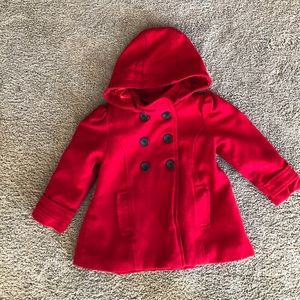 Red pea coat
